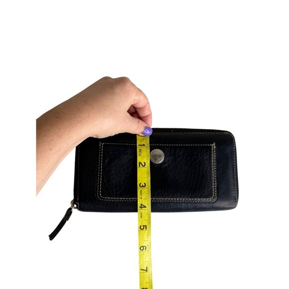 Coach Pebbled Leather Zip Around Long Wallet Color Black - Picture 5 of 6